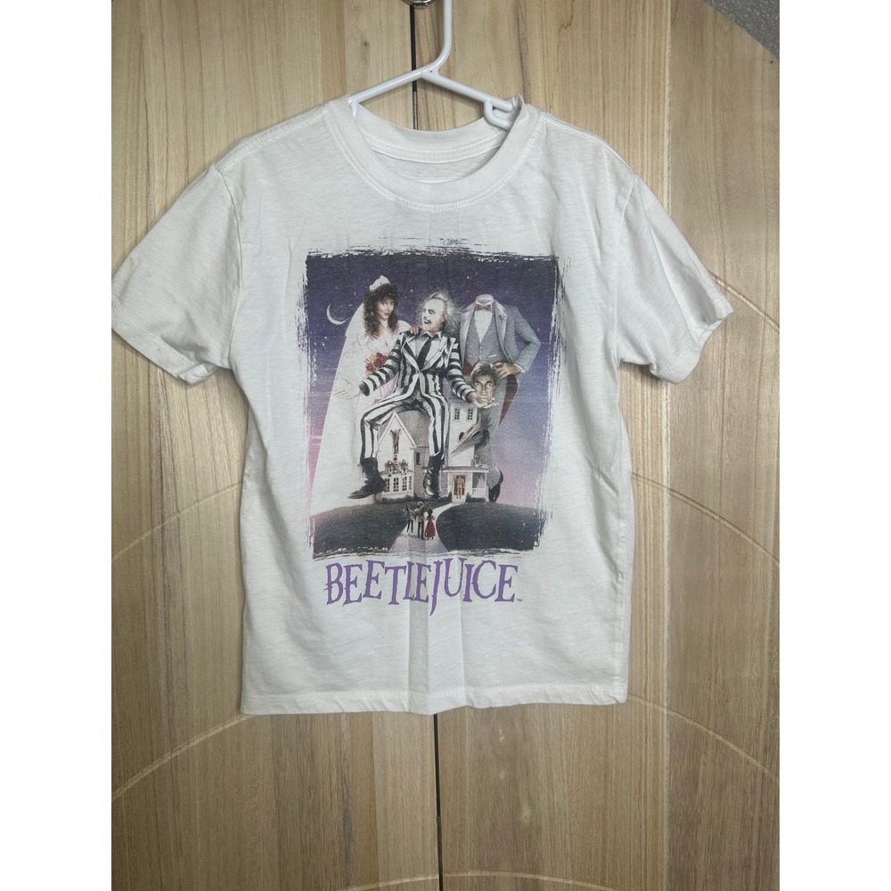 Beetlejuice Movie T-Shirt Kids Graphic Tee White‎ Halloween Spooky